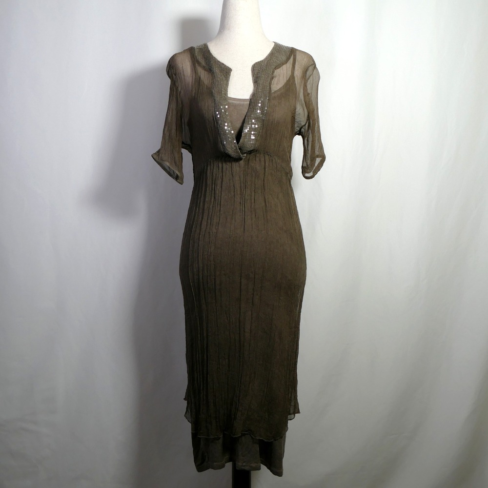 Venus Forest Fairy Grunge Crinkle Dress Size EUR 36 US S Made in Italy Ethereal